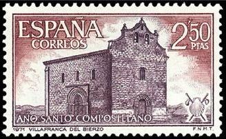 ESPAÑA 1971 2066 Sello Nuevo Año Santo Compostelano Iglesia de Villafranca del Bierzo