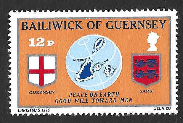 130 - Mapa y Escudo de GUERNSEY