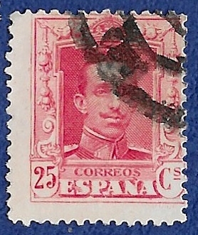 Edifil 317 Alfonso XIII tipo Vaquer 25 cts