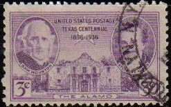 USA 1935 Scott 776 Sello Centenario de Texas Sam Houston Stephen F. Austin For Alamo usado Estados U