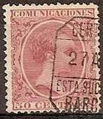 ESPAÑA 1889-99 224 Sello Alfonso XIII 50c. Tipo Pelón Usado