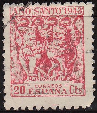 ESPAÑA 1943-4 964 Sello Año Santo Compostelano Capitel detalle 20c usado