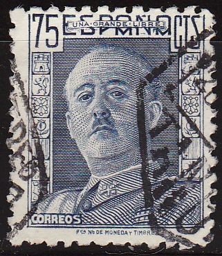 ESPAÑA 1946 999 Sello General Francisco Franco 75c usado