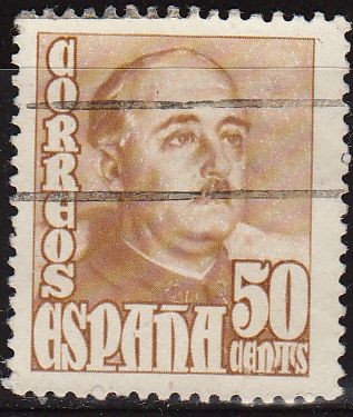 ESPAÑA 1948 1022 Sello General Franco 50c Usado