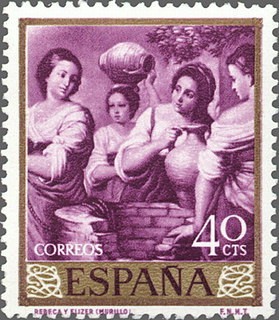 ESPAÑA 1960 1271 Sello Nuevo Bartolomé Esteban Murillo Rebeca y Elizer 40c