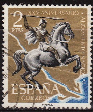 ESPAÑA 1961 1357 Sello XXV Aniv. del Alzamiento Nacional Batalla del Ebro 2p usado