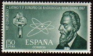 ESPAÑA 1967 1790 Sello Nuevo Congreso Latino y Europeo Radiología Barcelona W. Conrad c/s charnela