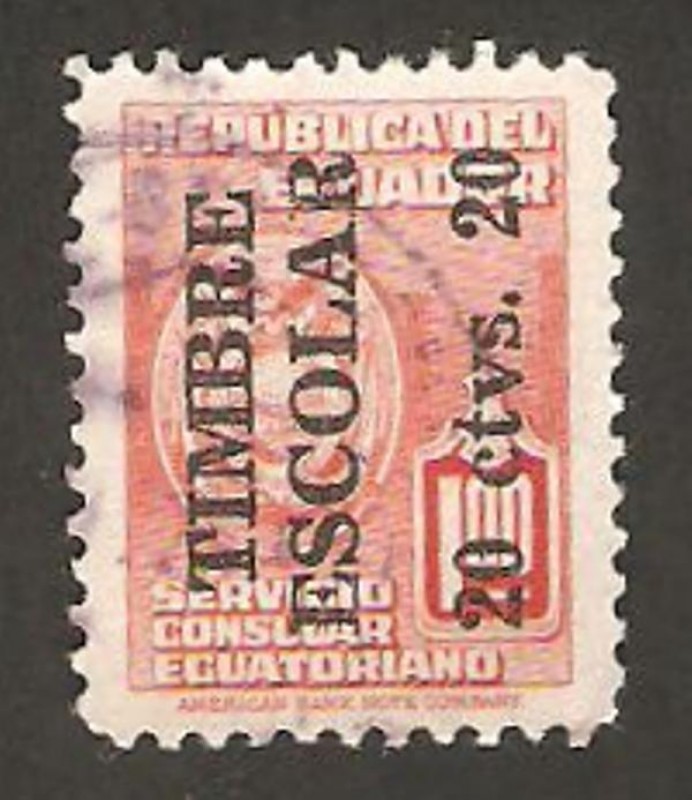 servicio consular, impreso timbre escolar 20c.