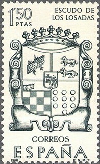 ESPAÑA 1968 1891 Sello Nuevo Forjadores de America Escudo de los Losada c/señal charnela