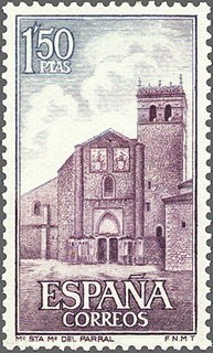 ESPAÑA 1968 1894 Sello Nuevo Monasterio de Sta. Mª del Parral (Avila) Fachada c/señal charnela