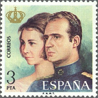 ESPAÑA 1975 2304 Sello Nuevo Reyes de España D. Juan Carlos y Dª Sofia Yvert1950 c/señal Charnela