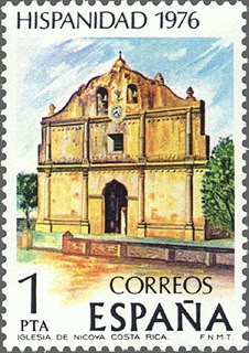 ESPAÑA 1976 2371 Sello Nuevo Serie Hispanidad. Costa Rica Iglesia de Nicoya c/señal charnela