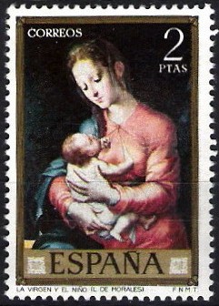 Dia del Sello. Luis de Morales(El Divino). La Virgen con el Niño.
