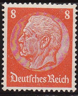 DEUTSCHES REICH 1933 Scott420 Sello Nuevo 85 Cumpleaños de Von Hindenburg Usado ALEMANIA Michel517 s