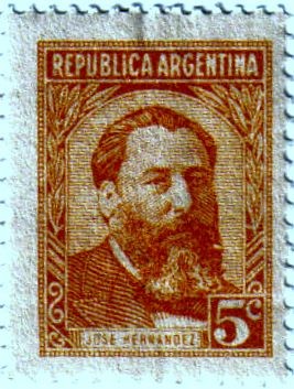 Stamp Jos Hernandez. Rep blica de Argentina 5 centavos Casta o