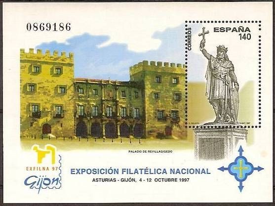 ESPAÑA 1997 3512 Sello ** HB Exposición Filatelica Nacional Exfilna'97 Palacio de Revillagigedo