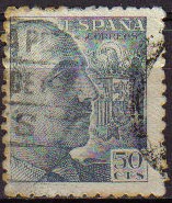 ESPAÑA 1949 1053 Sello General Franco 50c Usado