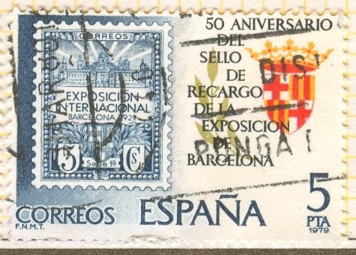 Primer sello de recargo, 1929.