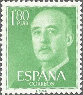 ESPAÑA 1955 1156 Sello Nuevo General Franco 1,80pts