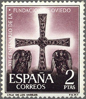 ESPAÑA 1961 1396 Sello Nuevo XII Cent. Fundación Oviedo Cruz de los Angeles Yv1069