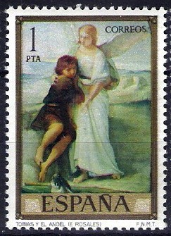 Dia del Sello. Eduardo Rosales y Martín. Tobías y el Angel.