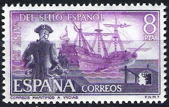 125 Aniv.º  del sello español. Correos marítimo a Yndias.