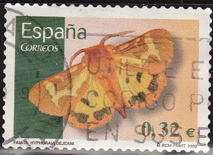 ESPAÑA 2009 4466 Sello Flora y Fauna Mariposa Hyphodralia Dejeani Usado