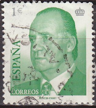 ESPAÑA 2002 3863 Sello Serie Básica Rey Juan Carlos I 1€ usado