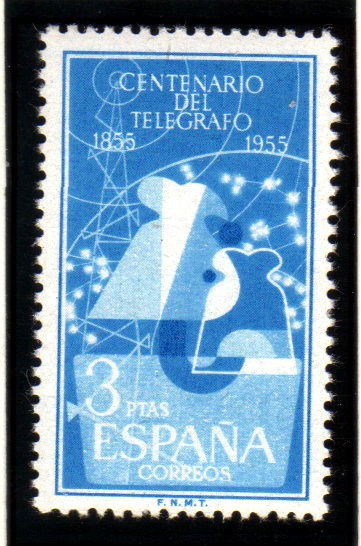 1955 Centenario del Telegrafo. Edifil 1182