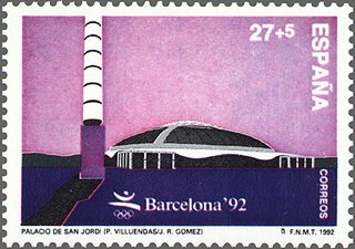 ESPAÑA 1992 3216 Sello ** Juegos de la XXV Olimpiada Barcelona'92 Palau de Sant Jordi