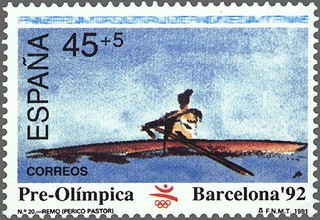 ESPAÑA 1991 3106 Sello Nuevo Barcelona'92 Serie Pre-olímpica Remo