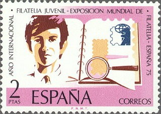 ESPAÑA 1974 2174 Sello Nuevo Exposición Mundial de Filatelia ESPAÑA 75 c/s charnela