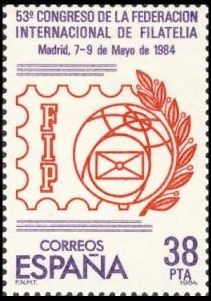 ESPAÑA 1984 2755 Sello Nuevo 53º Congreso Federacion Internacional Filatelia Emblema FIP