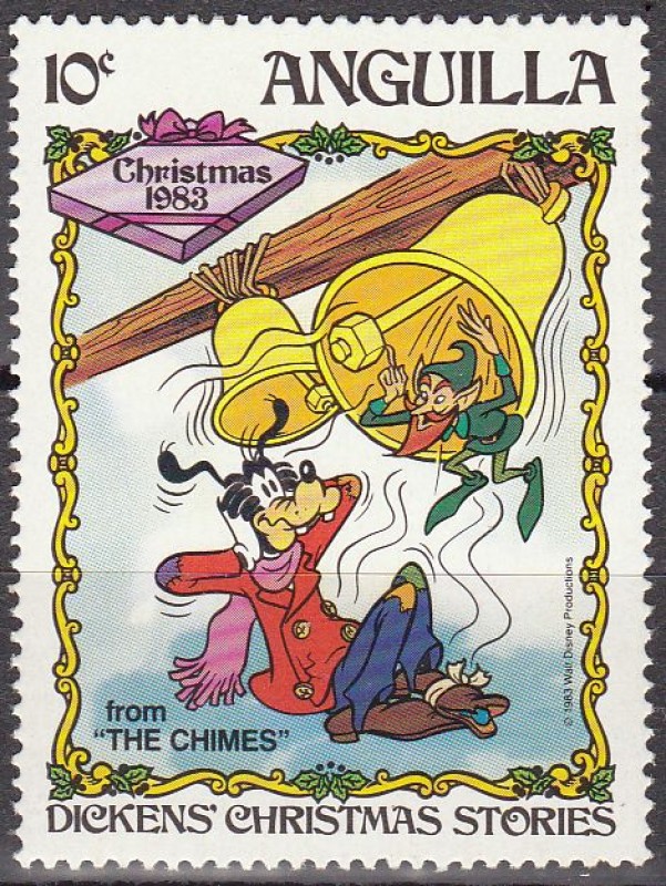 ANGUILLA 1983 Scott553 Sello Nuevo Disney Navidad Pluto Dickens 10c