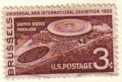 USA 1958 Scott 1104 Sello Feria de Bruselas Pabellon de los Estados Unidos usado