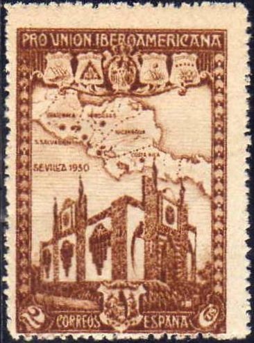 ESPAÑA 1930 567 Sello Nuevo Pro Union Iberoamericana Sevilla Pabellon de América Central 5c