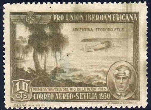 ESPAÑA 1930 584 Sello ** Pro Union Iberoamericana Sevilla Correo Aereo Argentina