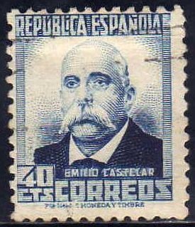 ESPAÑA 1932 670 Sello º Personajes Emilo Castelar 40c Republica Española