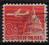 USA 1962 Scott C64 Sello Air Mail Avion sobrevolando Capitolio usado Estados Unidos Etats Unis 