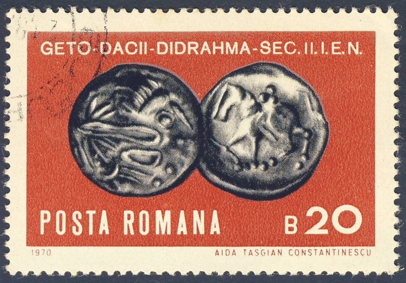 moneda Geto Dachi Didrahma siglo II AC
