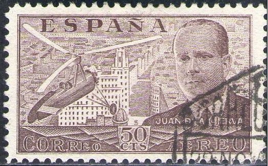 ESPAÑA 1941 943 Sello º Juan de la Cierva y Autogiro 50c