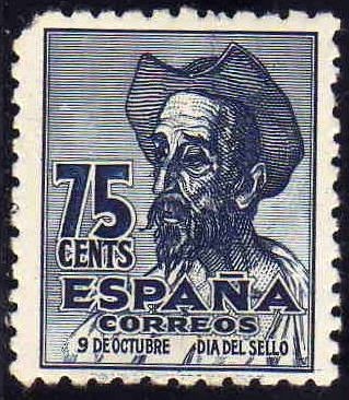 ESPAÑA 1947 1013 Sello Nuevo Cent. Nacimiento de Cervantes 75c