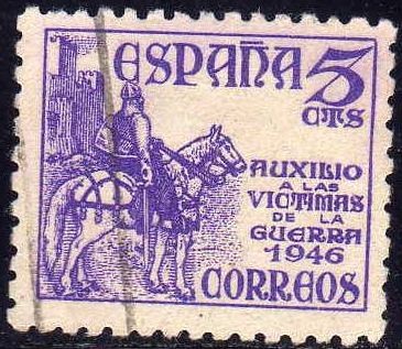 ESPAÑA 1949 1062 Sello Pro Victimas de la Guerra El Cid 5c Usado