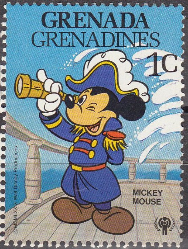 GRENADA GRENADINES 1979 Scott 351 Sello Nuevos Disney Año del Niño Mickey Mouse Almirante 1c