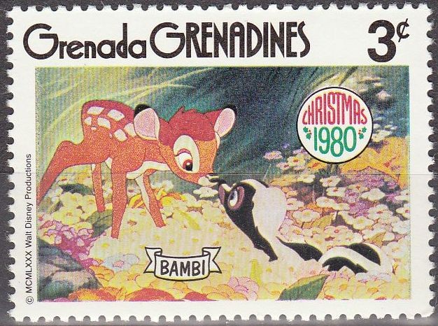 GRENADA GRENADINES 1980 Scott 414 Sello Nuevo Disney Escenas de Bambi 3c