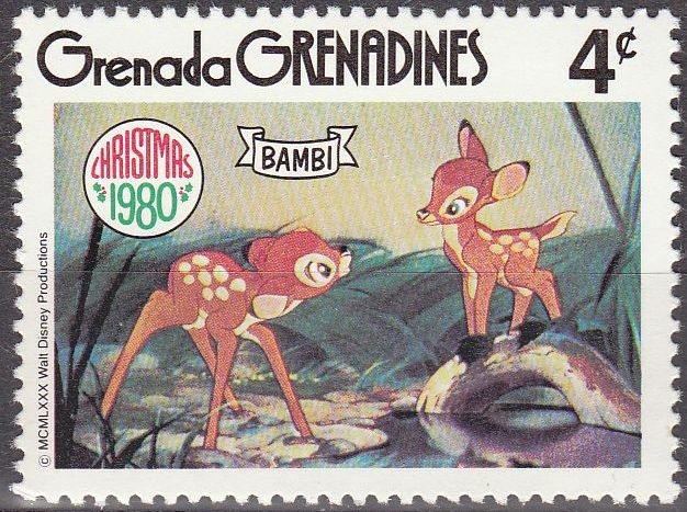 GRENADA GRENADINES 1980 Scott 415 Sello Nuevo Disney Escenas de Bambi 4c