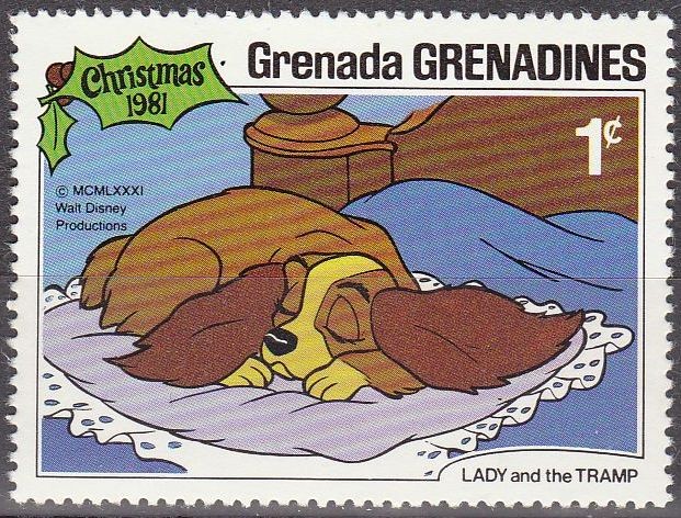 GRENADA GRENADINES 1981 Scott 451 Sello Nuevos Disney Escenas de La Dama y el Vagabundo 1c