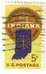 USA 1966 Scott 1308 Sello Indiana Statehood Centenario usado