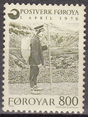 ISLAS FEROE 1976 Scott 23 Sello Nuevo 01/04/76 Independencia Foroyar Cartero MNH