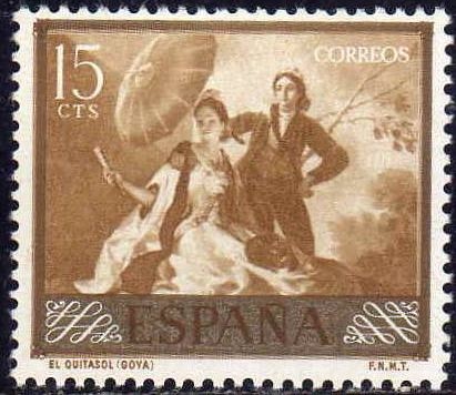 ESPAÑA 1958 1210 Sello ** Pintor Francisco de Goya y Lucientes El Quitasol